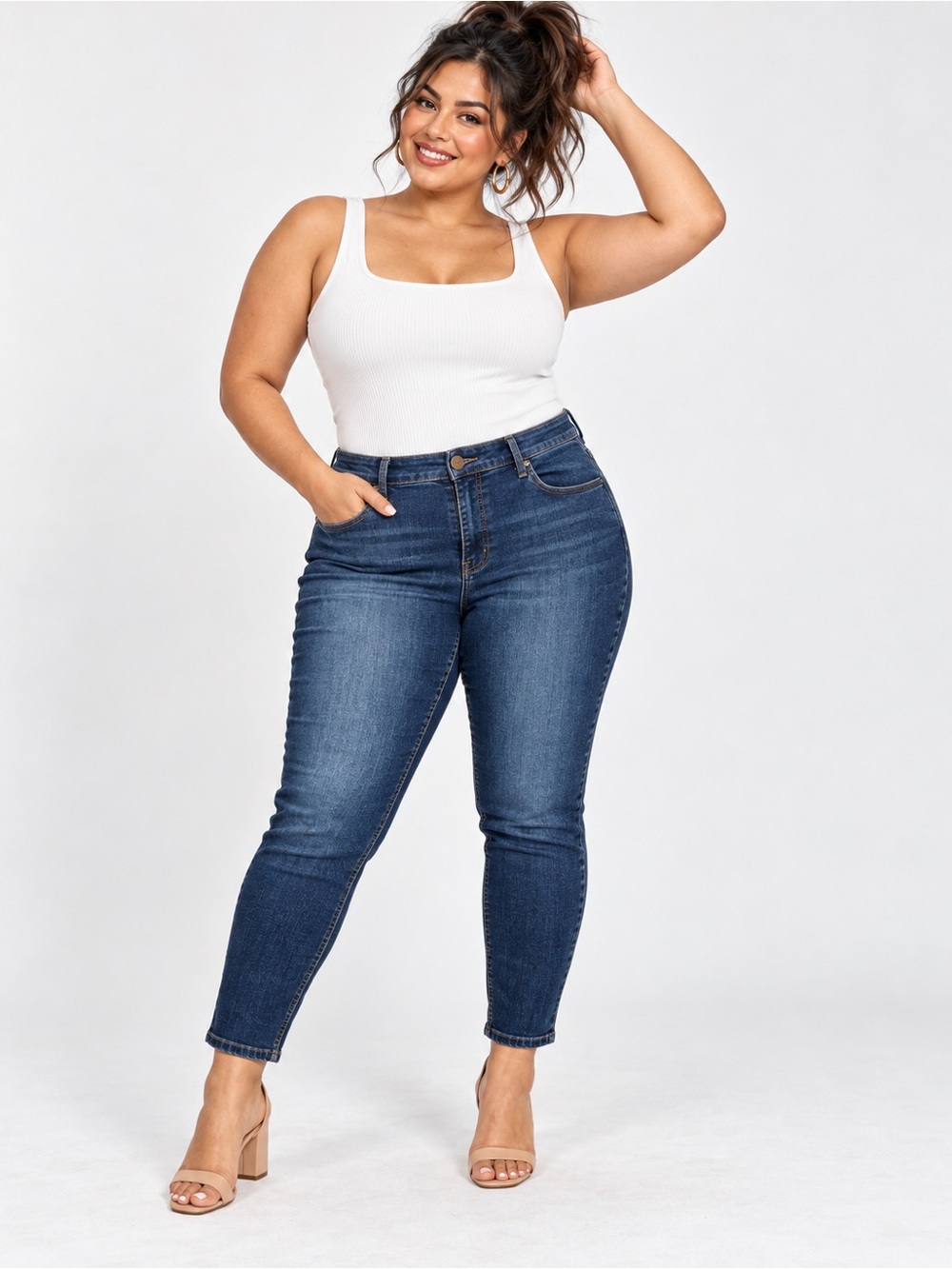 1822 Denim Adrianna Skinny Jeans Size 14W Blue Wash Stretch